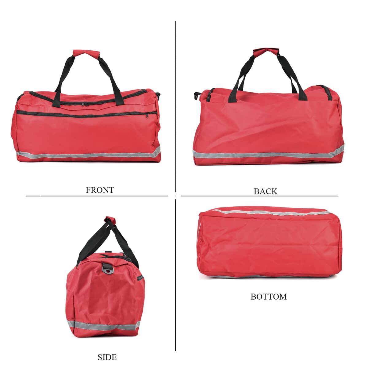 Red Polyester Large-capacity Travel Bag (24.4"x9.5"x12") with Shoulder Strap image number 3