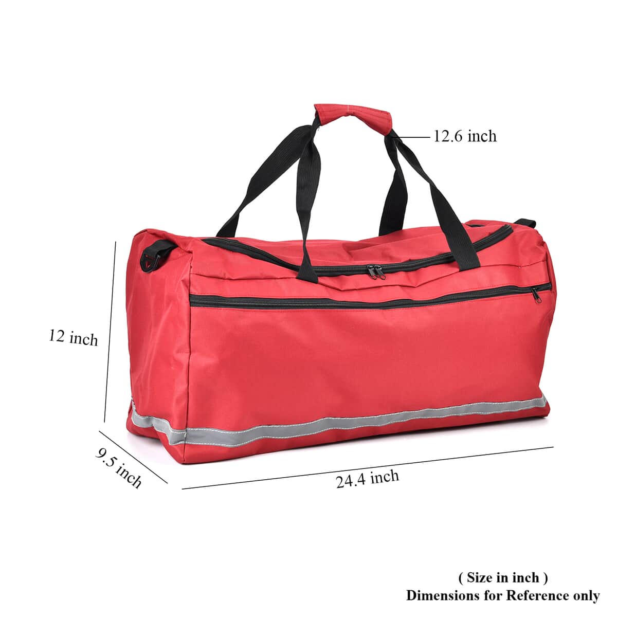 Red Polyester Large-capacity Travel Bag (24.4"x9.5"x12") with Shoulder Strap image number 6
