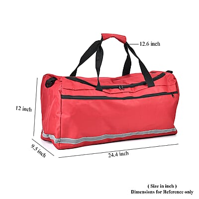 Red Polyester Large-capacity Travel Bag with Shoulder Strap