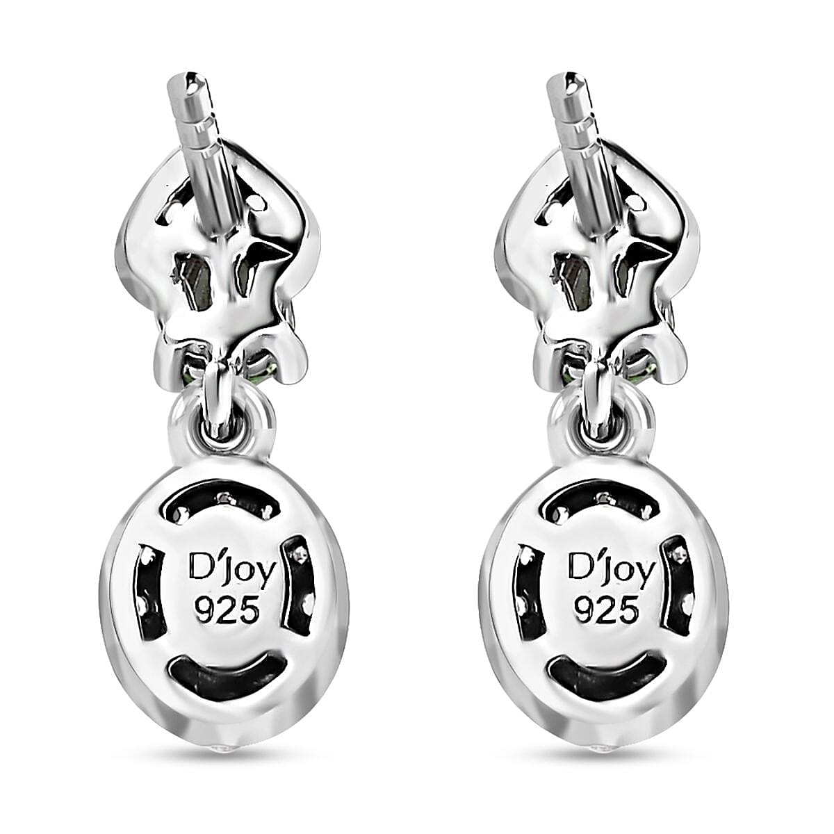 Tsavorite Garnet and White Zircon Dangle Earrings in Platinum Over Sterling Silver 1.10 ctw
