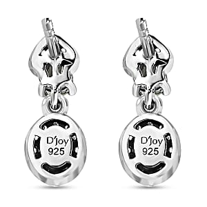 Tsavorite Garnet and White Zircon Dangle Earrings in Platinum Over Sterling Silver 1.10 ctw