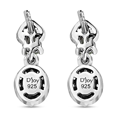 Tsavorite Garnet and White Zircon Dangle Earrings in Platinum Over Sterling Silver 1.10 ctw