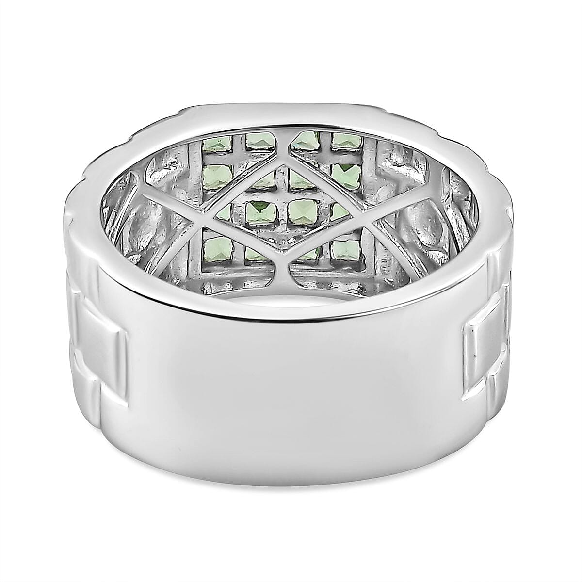 Tsavorite Garnet Men's Ring in Platinum Over Sterling Silver (Size 10.0) 0.85 ctw