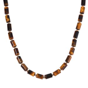 Yellow Tigers Eye Necklace 18-20 Inches in Goldtone 204.00 ctw