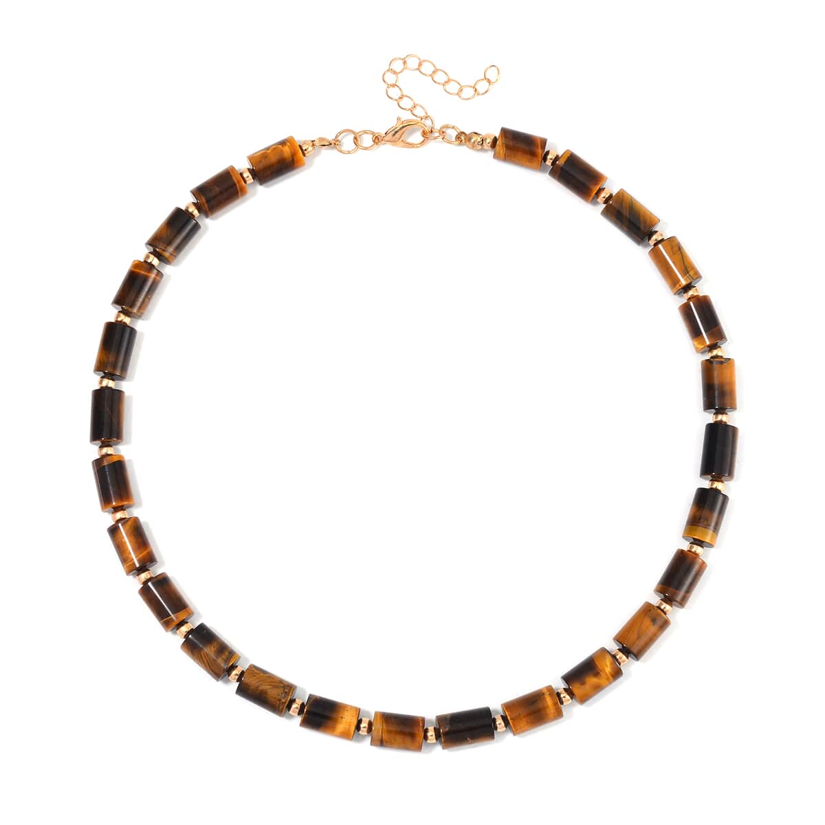Yellow Tigers Eye Necklace 18-20 Inches in Goldtone 204.00 ctw image number 2