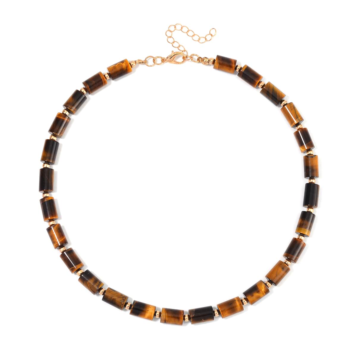 Yellow Tigers Eye 204.00 ctw Necklace in Goldtone 18-20 Inches image number 2