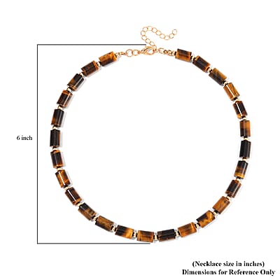 Yellow Tigers Eye 204.00 ctw Necklace in Goldtone 18-20 Inches
