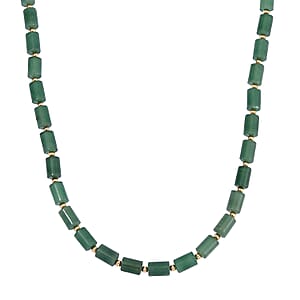 Green Aventurine Necklace 18-20 Inches in Goldtone 204.00 ctw