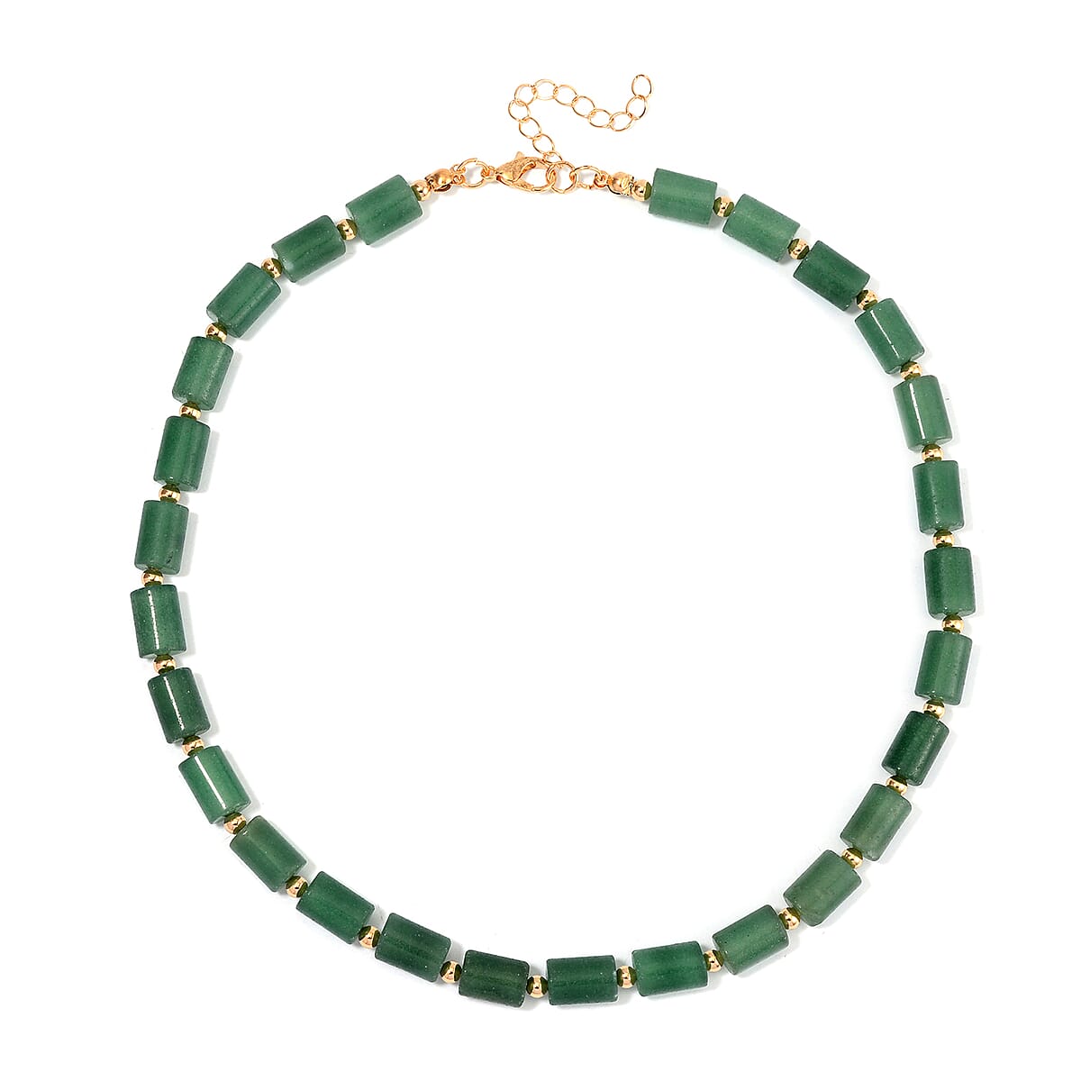 Green Aventurine Necklace 18-20 Inches in Goldtone 204.00 ctw image number 2