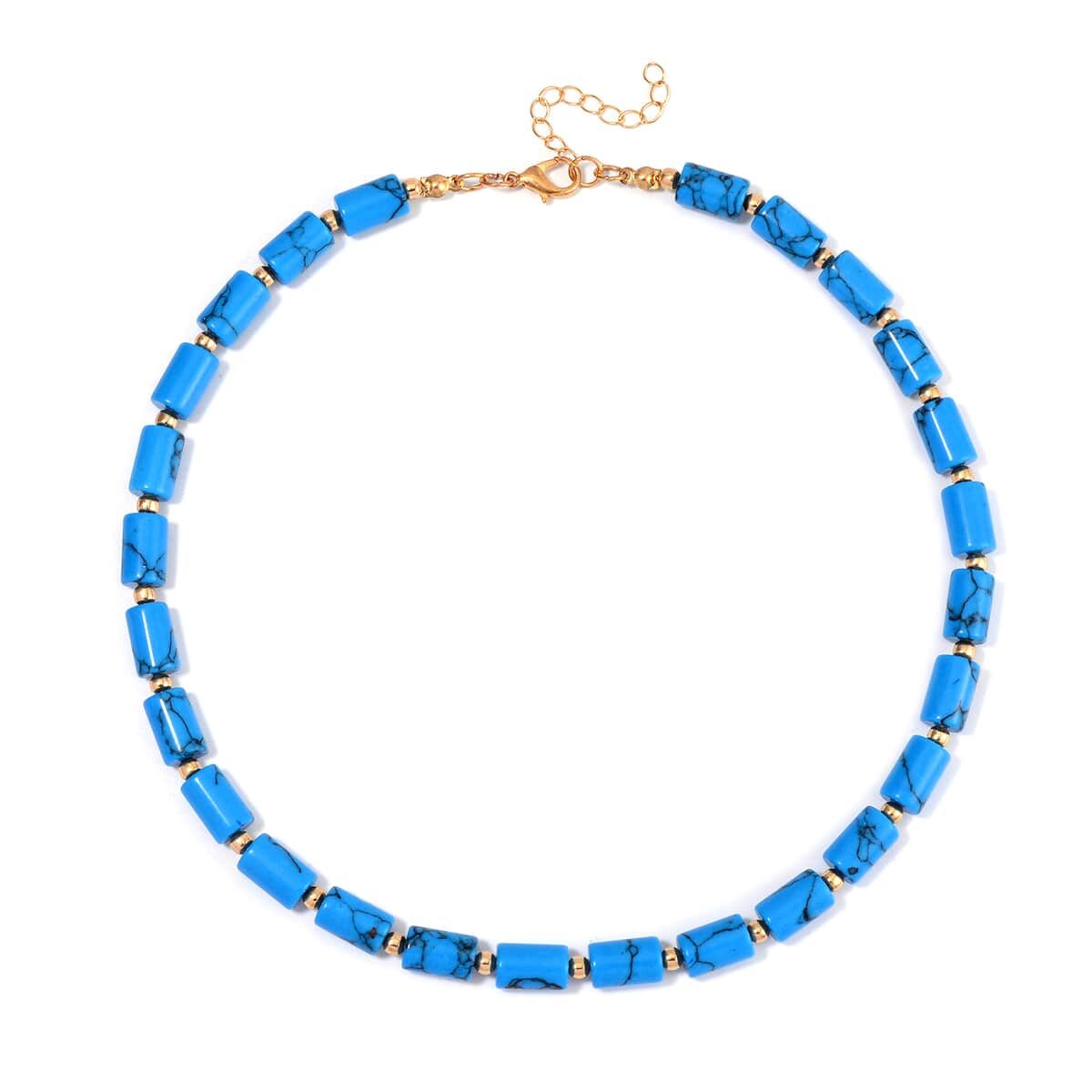 Constitute Blue Howlite 150.00 ctw Necklace in Goldtone 18-20 Inches image number 2