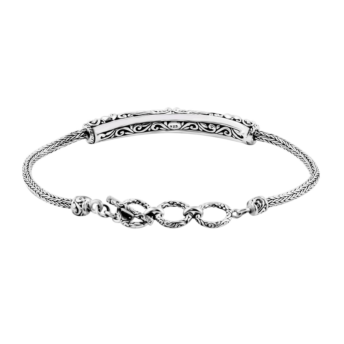 Bali Legacy Sterling Silver Toggle Clasp Floral Bracelet (6.50-8.0In) 12.35 Grams image number 3