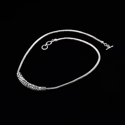 Bali Legacy Sterling Silver Frangipani with Filigree Necklace 18-19 Inches 21 Grams