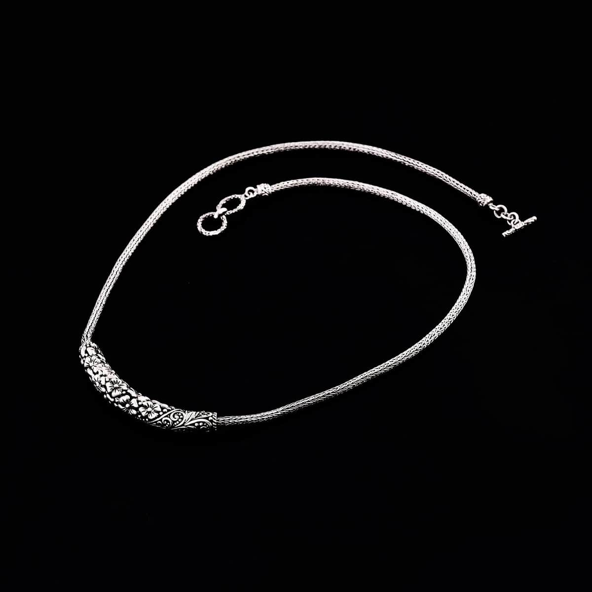Bali Legacy Sterling Silver Frangipani with Filigree Necklace 18-19 Inches 21 Grams image number 1
