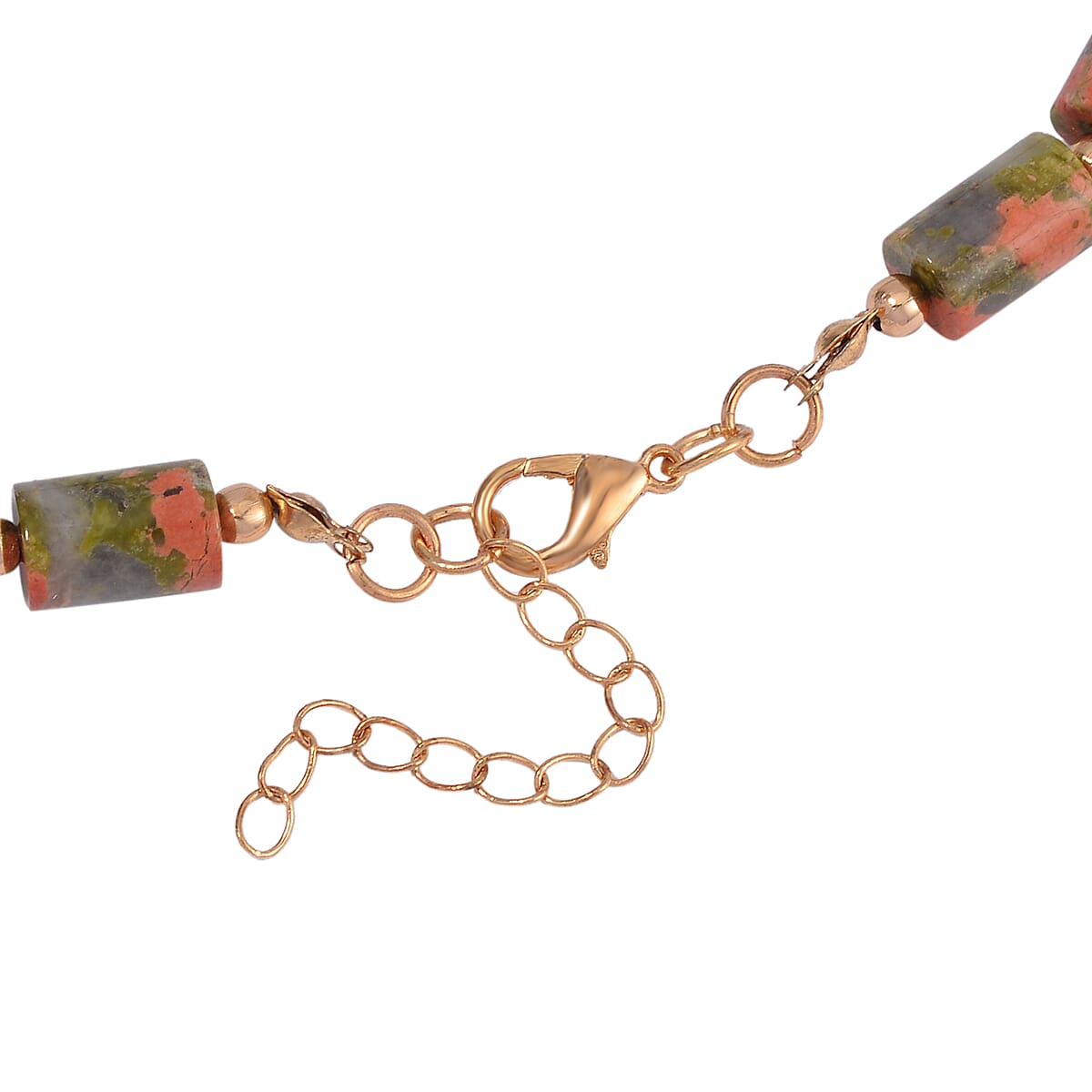 Unakite 237.00 ctw Necklace in Goldtone 18-20 Inches image number 4