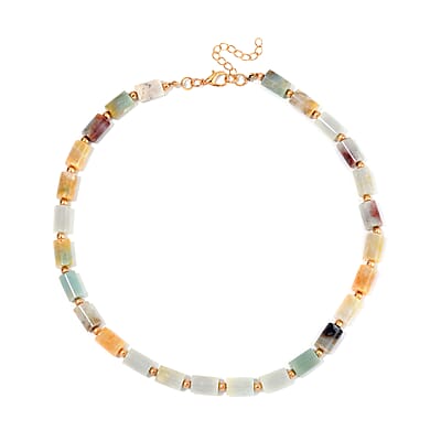 Multi Color Amazonite Necklace 18-20 Inches in Goldtone 204.00 ctw