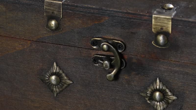 Solid Brown European Style Wooden Box with Decorative Metal Dots (9.8"x5.1"x5.1")