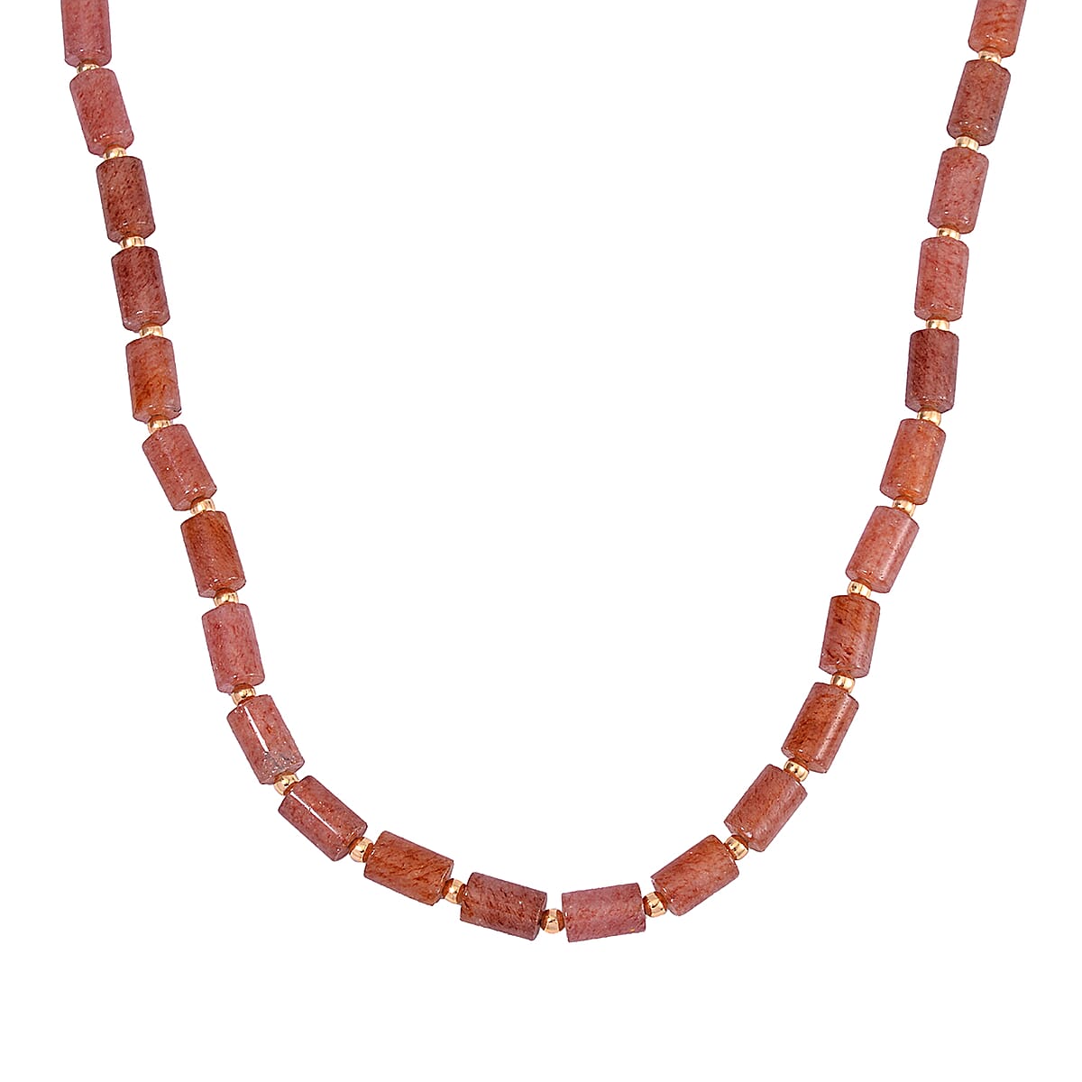 Strawberry Quartz 12x8mm Necklace 18-20 Inches in Goldtone 201.40 ctw image number 0