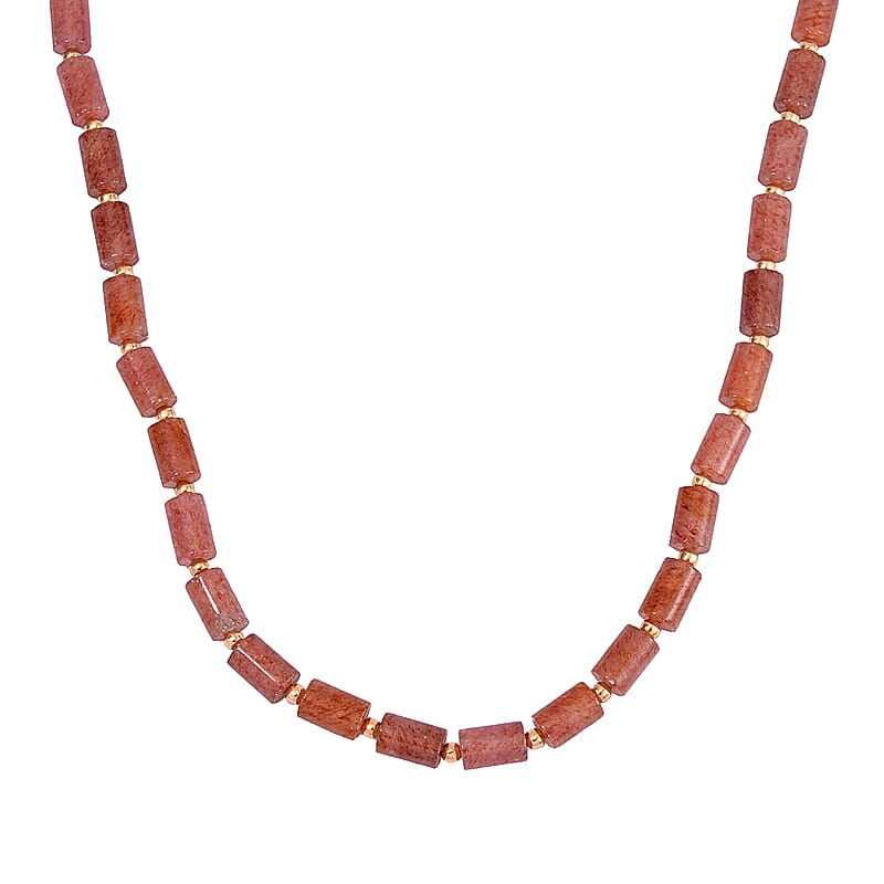 Strawberry Quartz 12x8mm Necklace 18-20 Inches in Goldtone 201.40 ctw