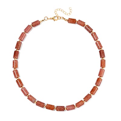 Strawberry Quartz 12x8mm Necklace 18-20 Inches in Goldtone 201.40 ctw