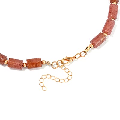Strawberry Quartz 12x8mm Necklace 18-20 Inches in Goldtone 201.40 ctw