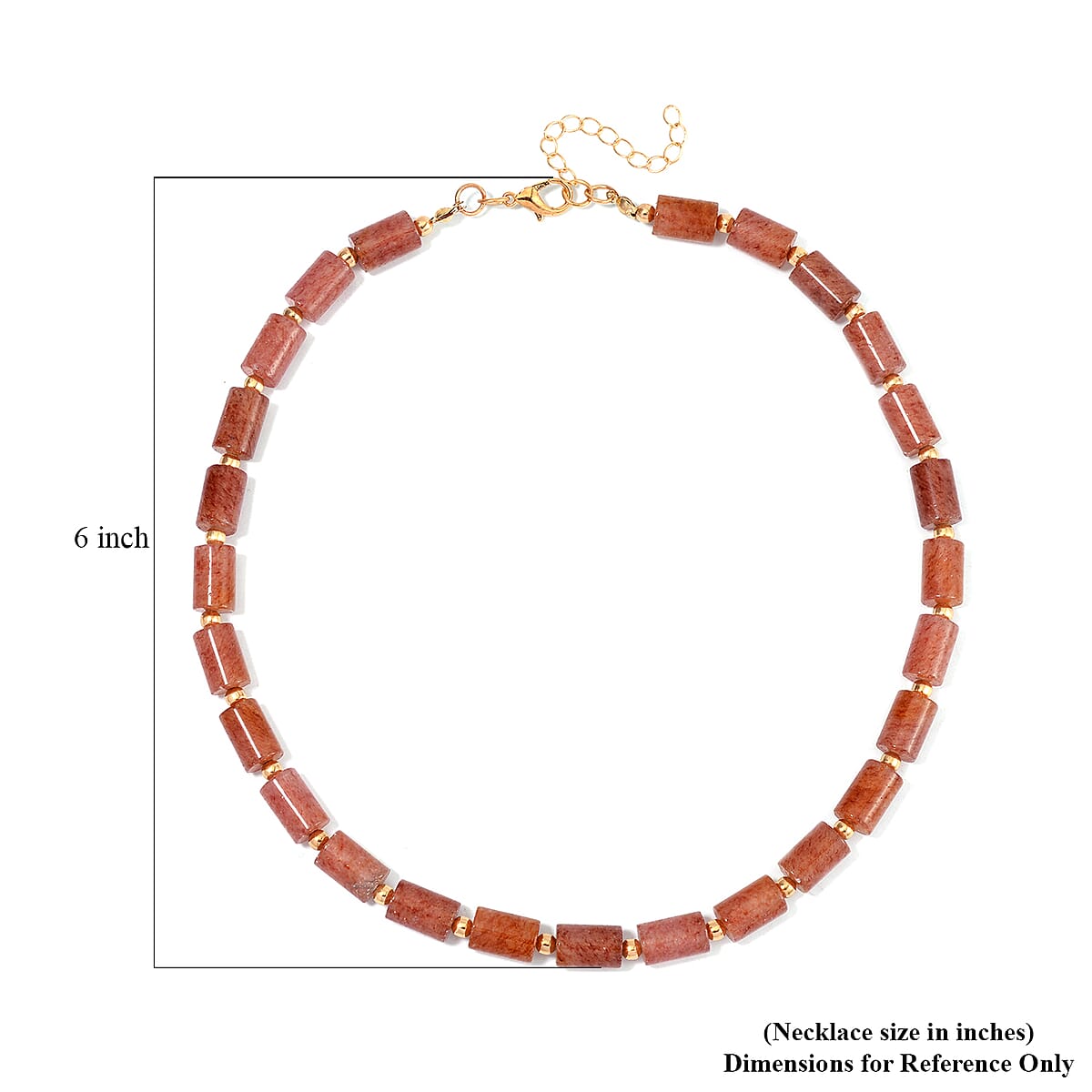 Strawberry Quartz 12x8mm Necklace 18-20 Inches in Goldtone 201.40 ctw image number 4