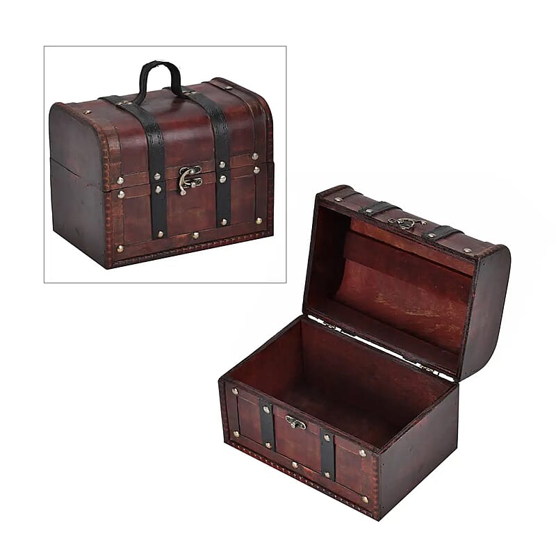 Solid Antique Brown European Style Wooden Box