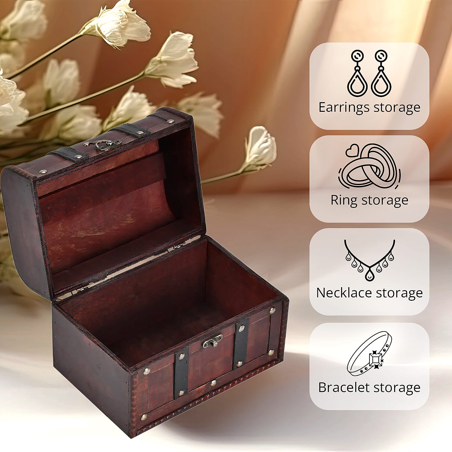 Solid Antique Brown European Style Wooden Box