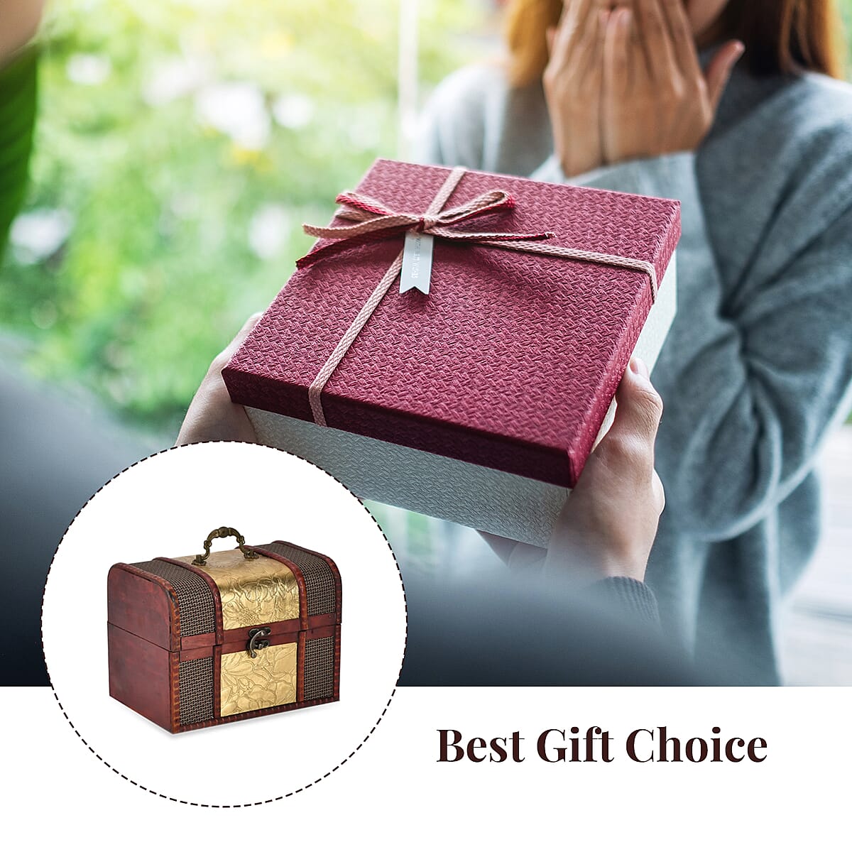 Embossed Golden Leaf Pattern European Style Wooden Box image number 4