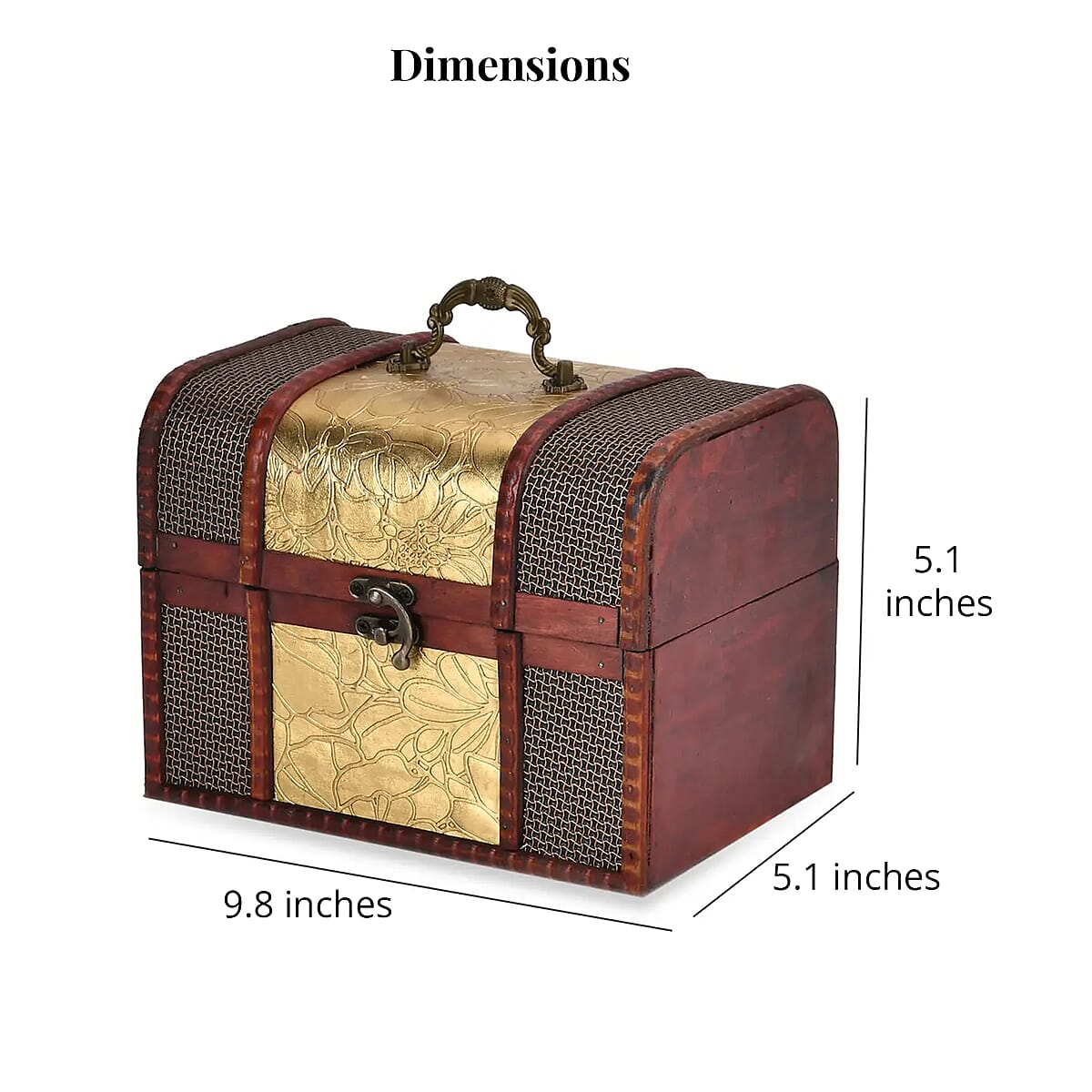 Embossed Golden Leaf Pattern European Style Wooden Box image number 5