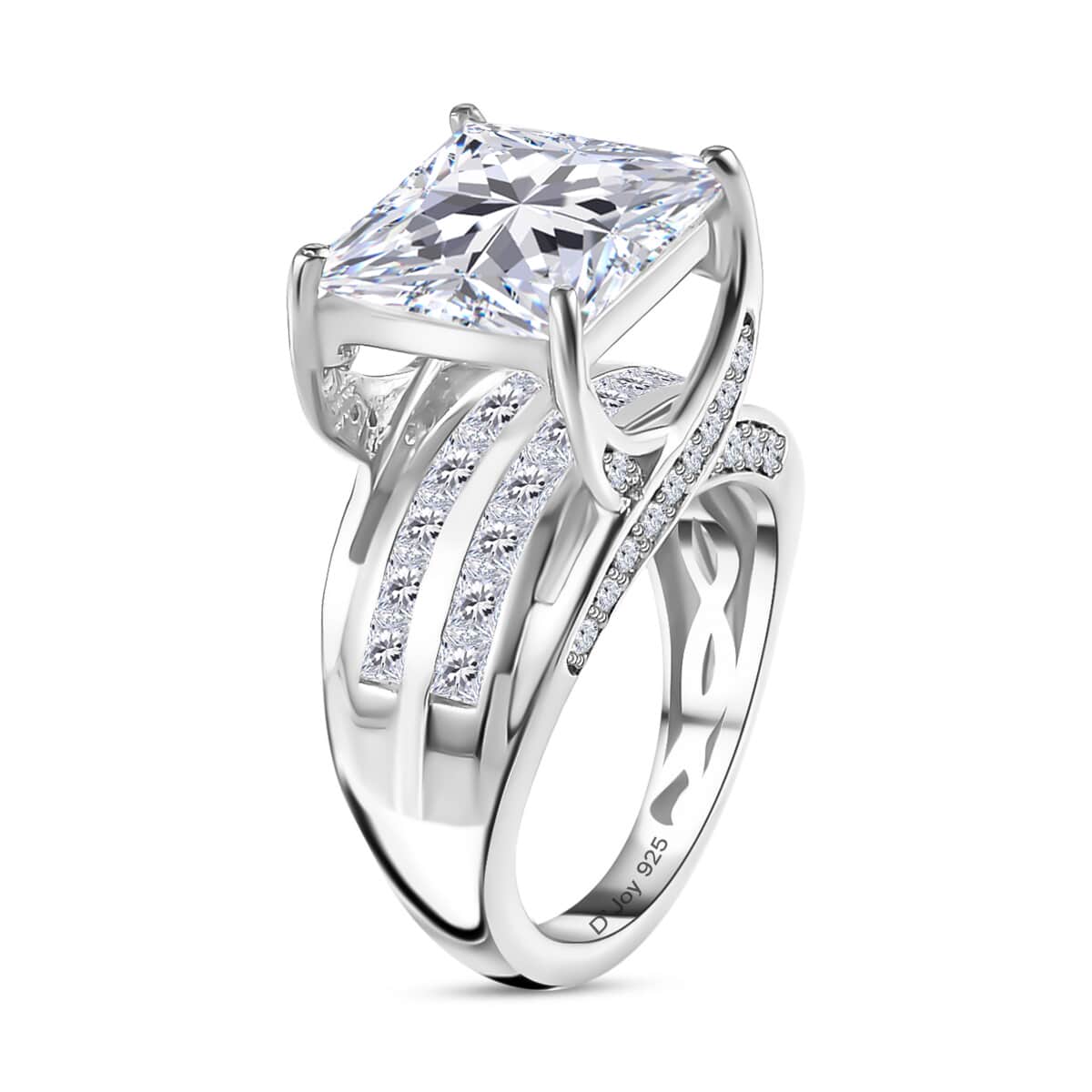 Moissanite (Sqr 10mm) Solitaire Ring in Platinum Over Sterling Silver (Size 10.0) 7.35 ctw image number 3