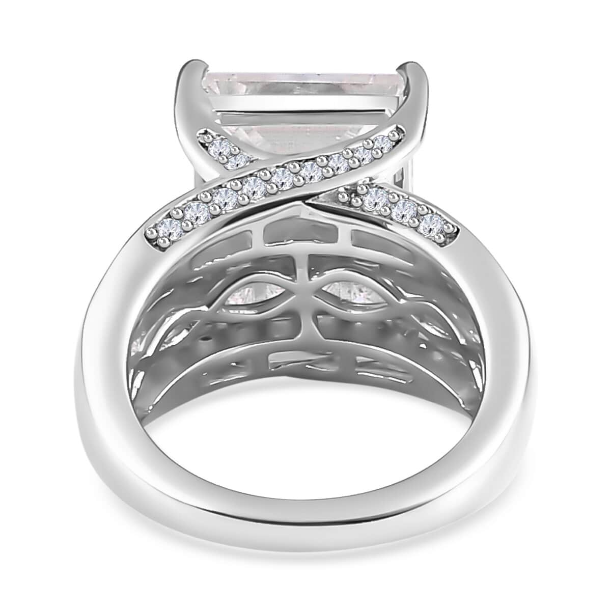 Moissanite (Sqr 10mm) Solitaire Ring in Platinum Over Sterling Silver (Size 10.0) 7.35 ctw image number 4