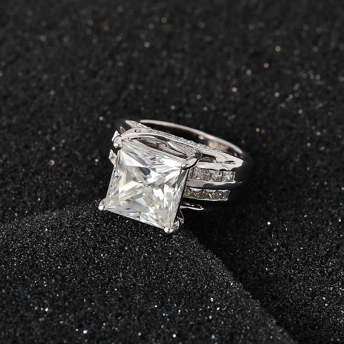Moissanite Solitaire Ring in Platinum Over Sterling Silver (Size 7.0) 7.35 ctw image number 1