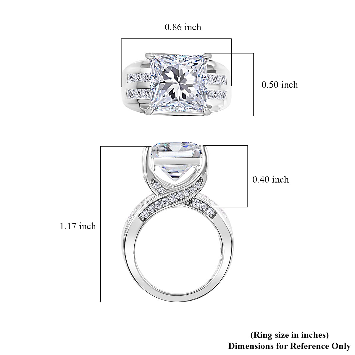 Moissanite Solitaire Ring in Platinum Over Sterling Silver (Size 7.0) 7.35 ctw image number 5