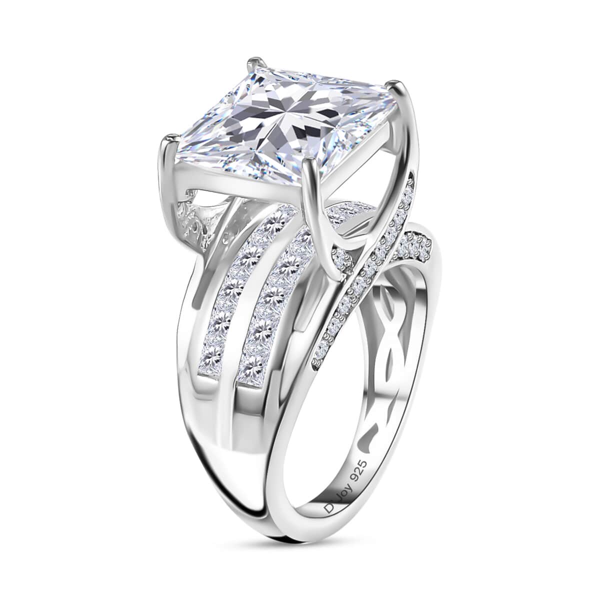 Buy Moissanite Solitaire Ring in Platinum Over Sterling Silver (Size 8. ...