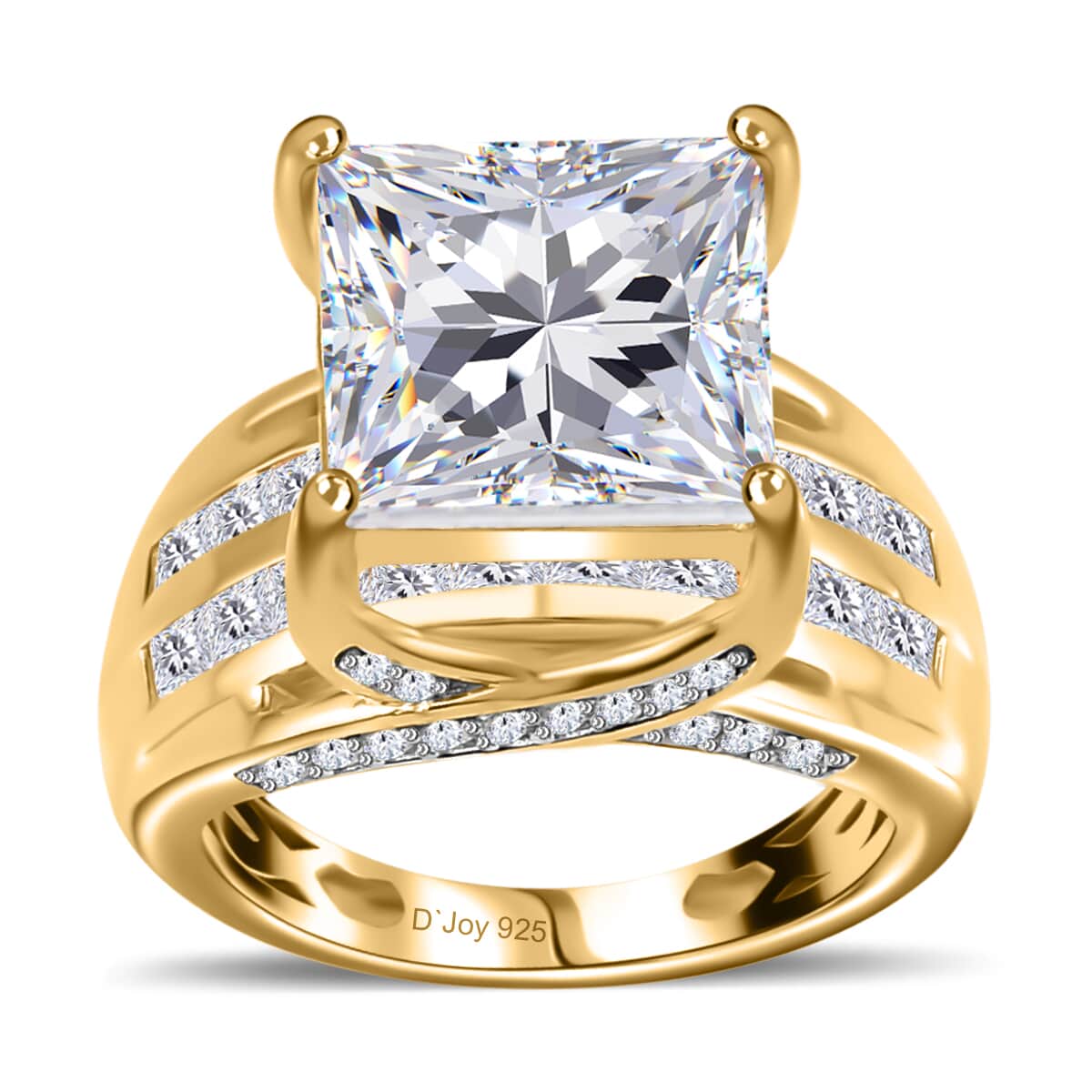 Moissanite 7.35 ctw Solitaire Ring in Vermeil Yellow Gold Over Sterling Silver (Size 10.0) image number 0