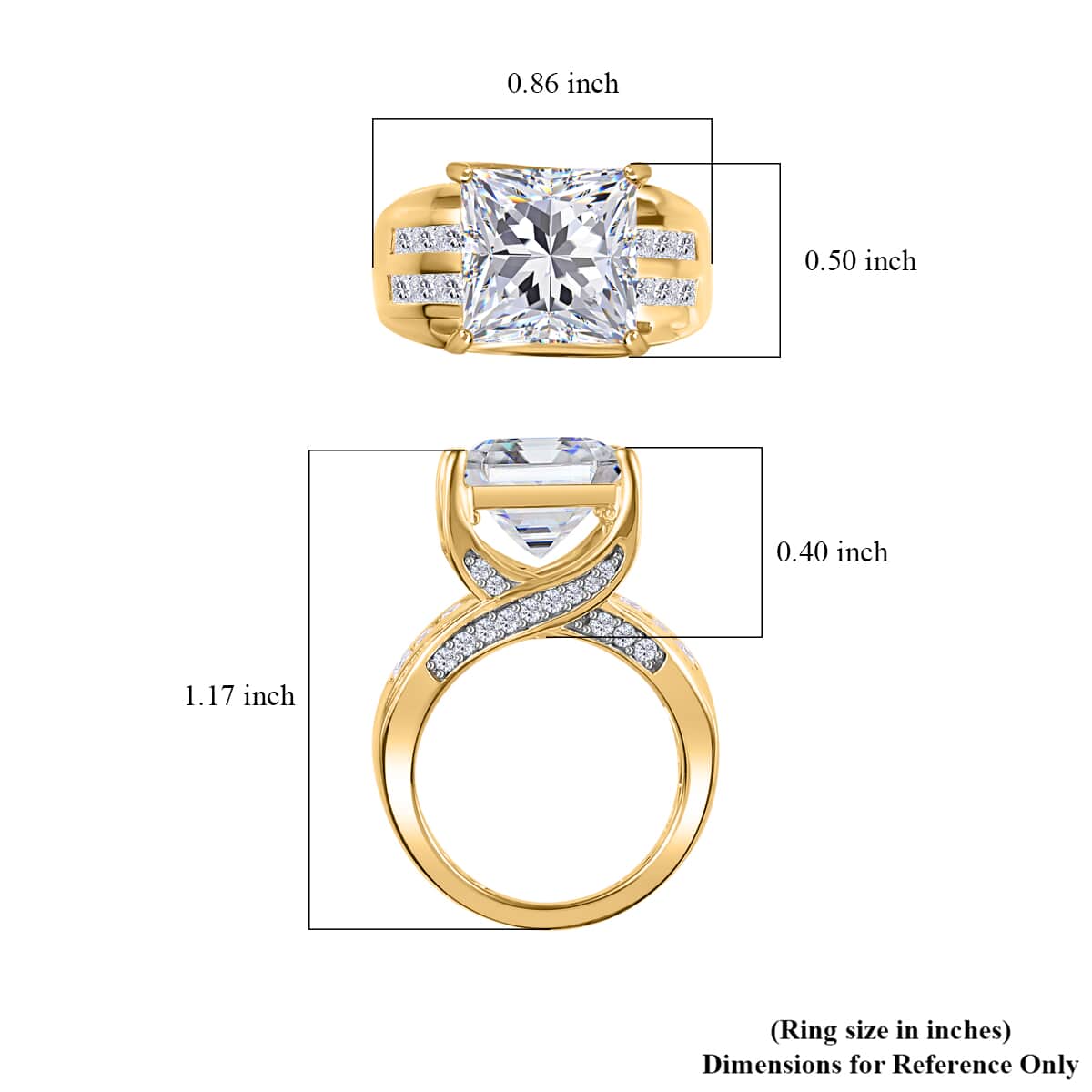 Moissanite 7.35 ctw Solitaire Ring in Vermeil Yellow Gold Over Sterling Silver (Size 10.0) image number 5