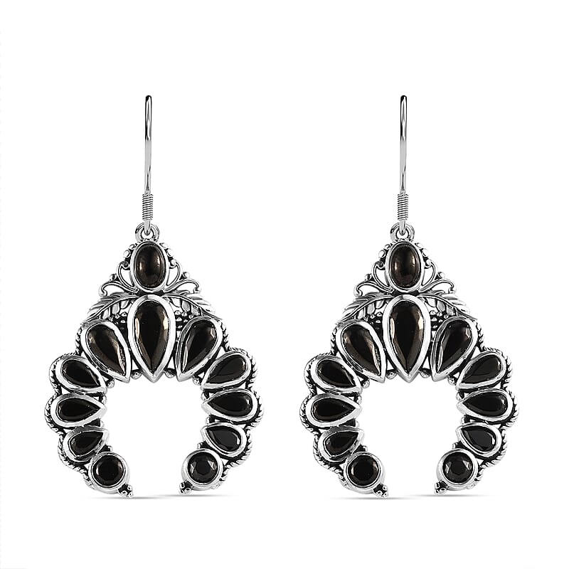 Elite Shungite Squash Blossom Earrings in Sterling Silver 5.65 ctw