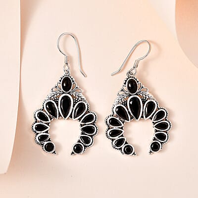 Elite Shungite Squash Blossom Earrings in Sterling Silver 5.65 ctw