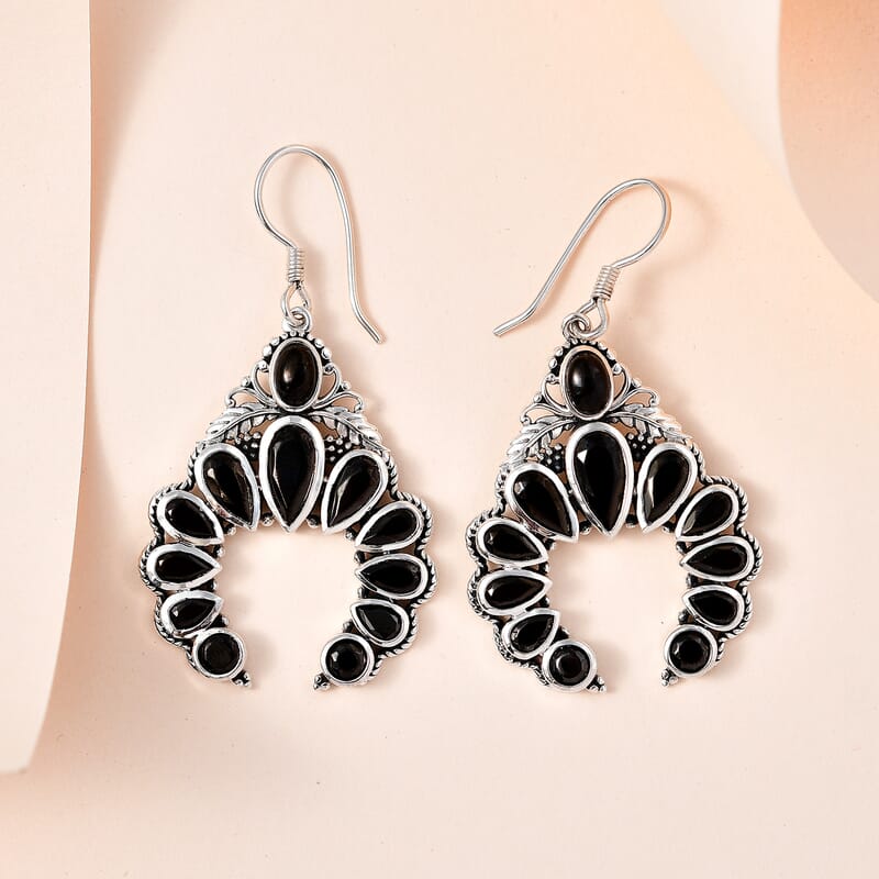 Elite Shungite Squash Blossom Earrings in Sterling Silver 5.65 ctw
