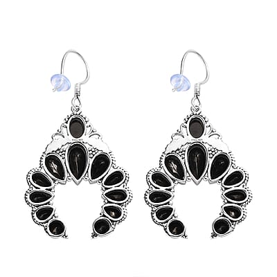 Elite Shungite Squash Blossom Earrings in Sterling Silver 5.65 ctw
