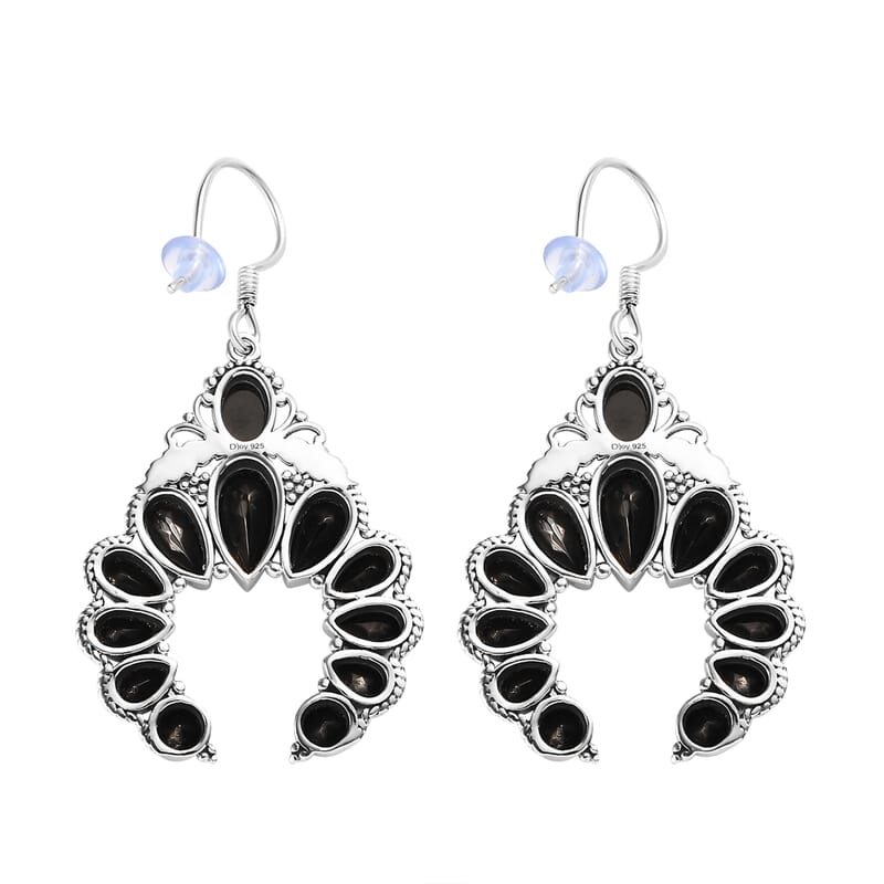 Elite Shungite Squash Blossom Earrings in Sterling Silver 5.65 ctw