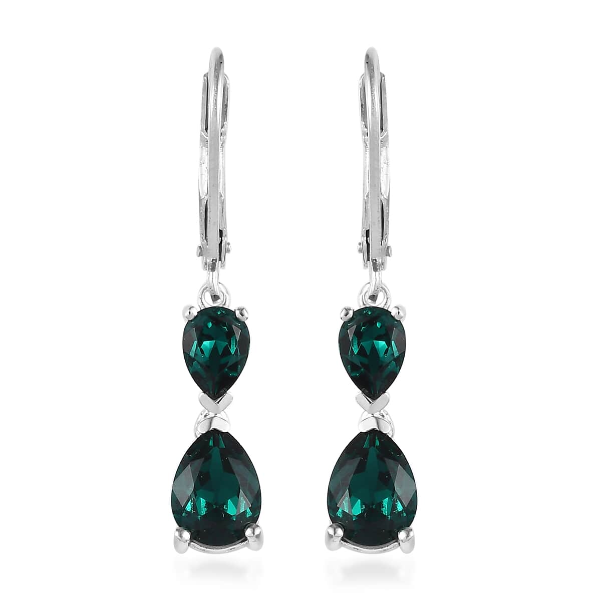 Designer Premium Emerald Color Austrian Crystal Earrings in Sterling Silver image number 0