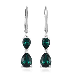 Designer Premium Emerald Color Austrian Crystal Earrings in Sterling Silver