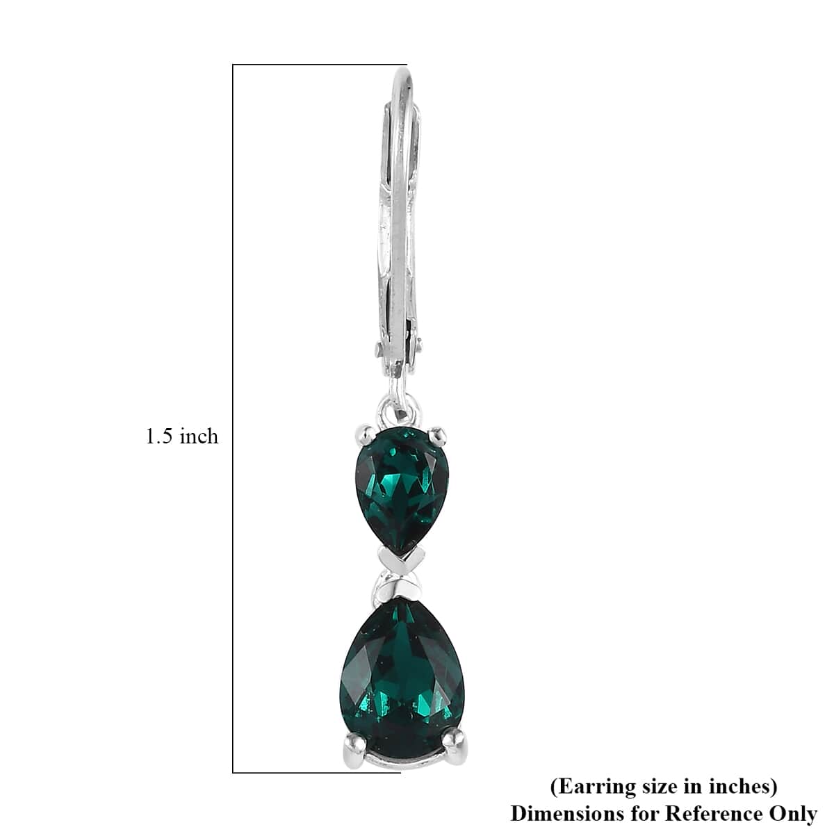 Designer Premium Emerald Color Austrian Crystal Earrings in Sterling Silver image number 5