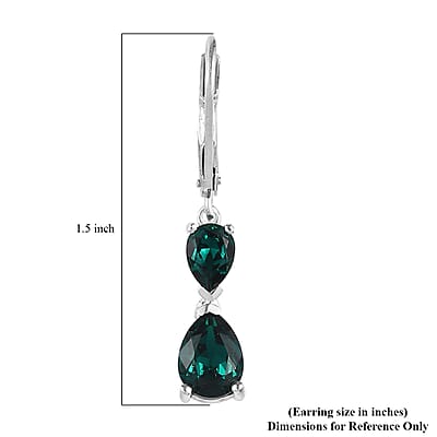 Designer Premium Emerald Color Austrian Crystal Earrings in Sterling Silver