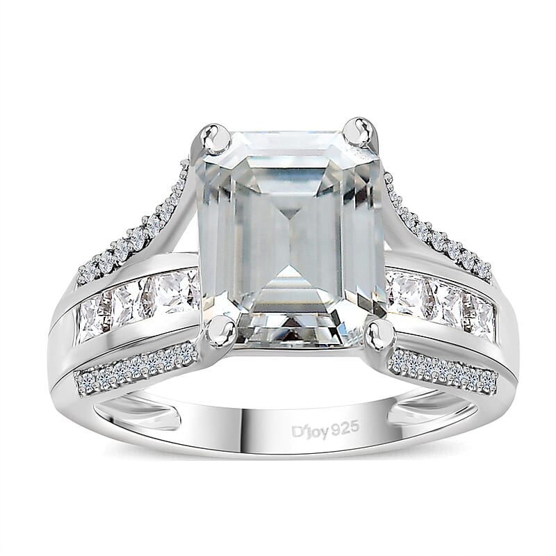 Moissanite Bridge Ring in Platinum Over Sterling Silver (Size 7.0) 4.90 ctw