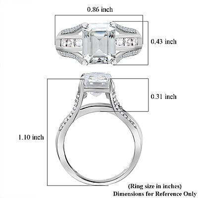 Moissanite Bridge Ring in Platinum Over Sterling Silver (Size 7.0) 4.90 ctw