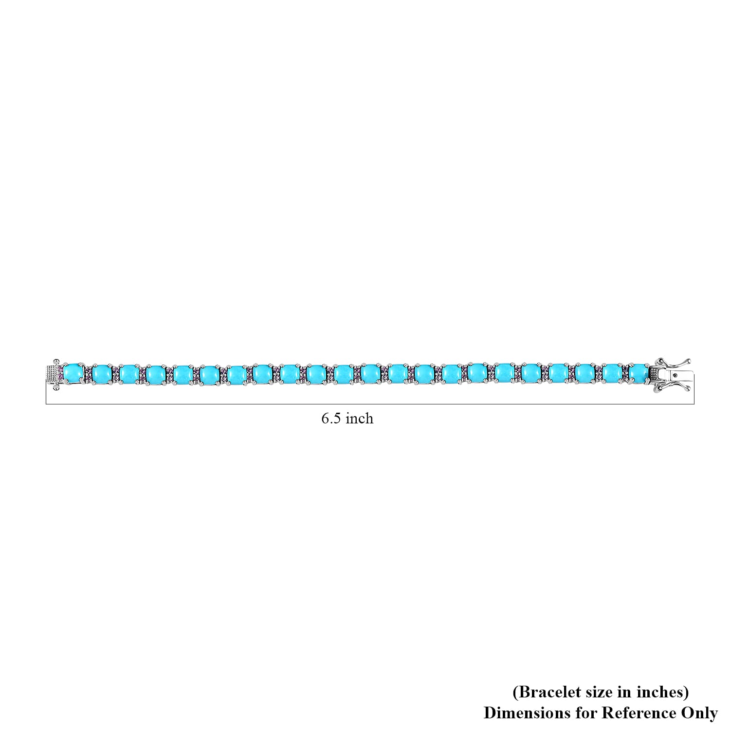 Sleeping Beauty Turquoise and Madagascar Pink Sapphire Bracelet in Platinum Over Sterling Silver (6.50 In) 12.90 ctw