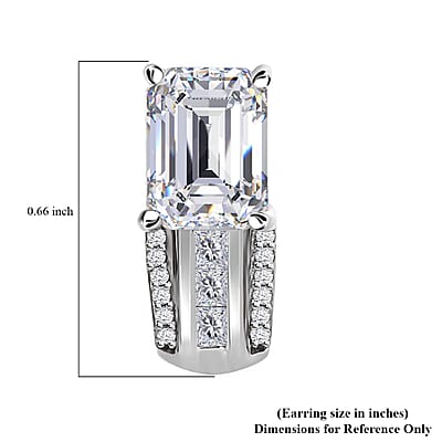 Moissanite Bridge J-Hoop Earrings in Platinum Over Sterling Silver 3.80 ctw