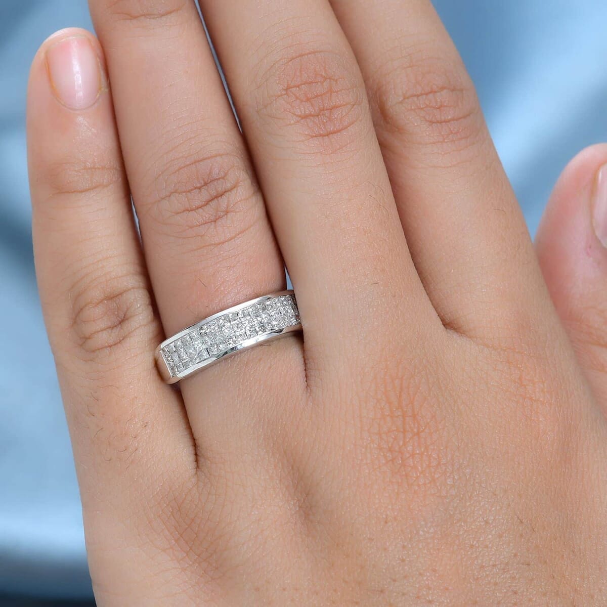 Luxoro 14K White Gold G-H I1-I2 Diamond Ring (Size 8.5) 1.00 ctw image number 2